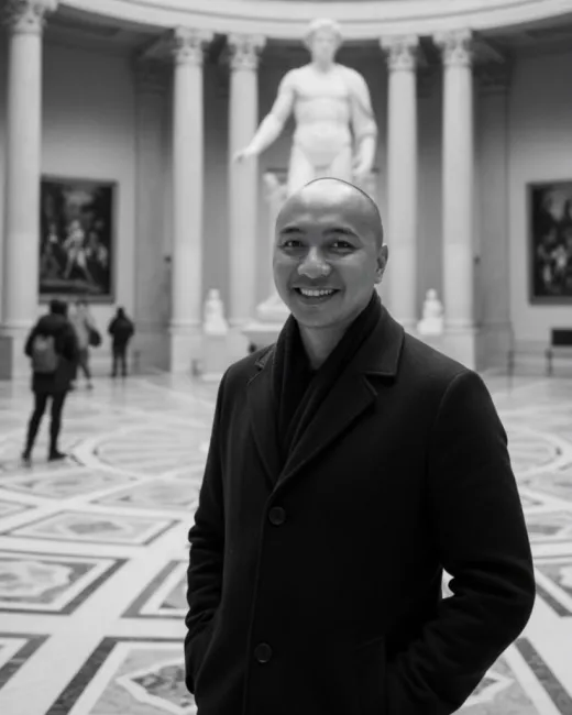 Ari Bhakti Subagja standing in a museum rotunda