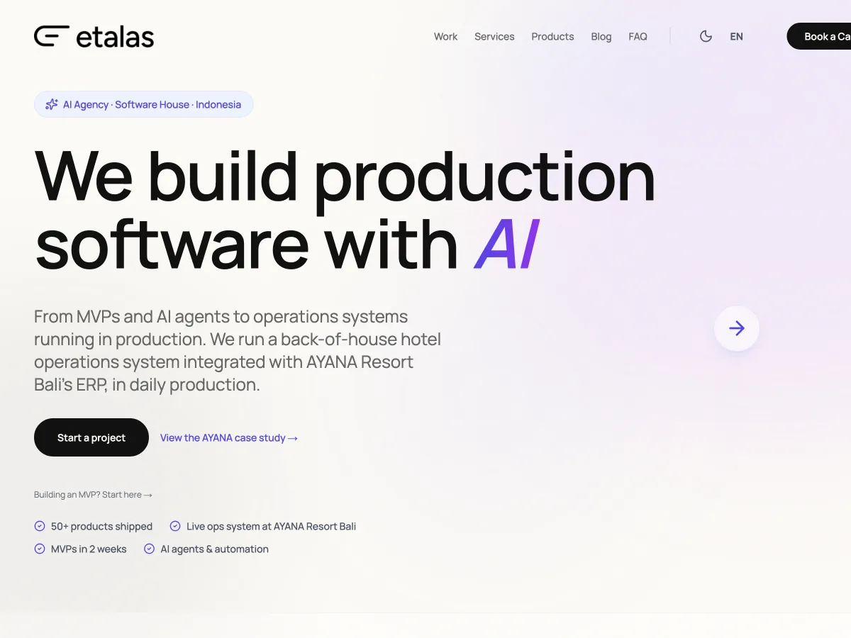 Etalas website